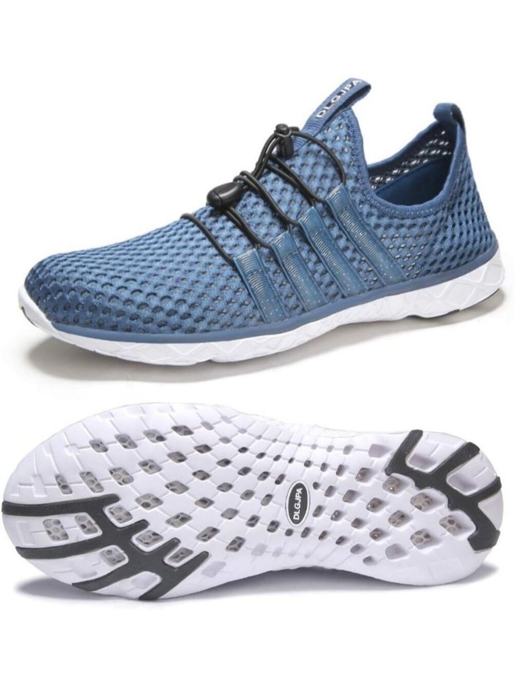 Men's Navy Blue Quick Drying Aqua Water Lace-Up Athletic Woven Walking Sneaker